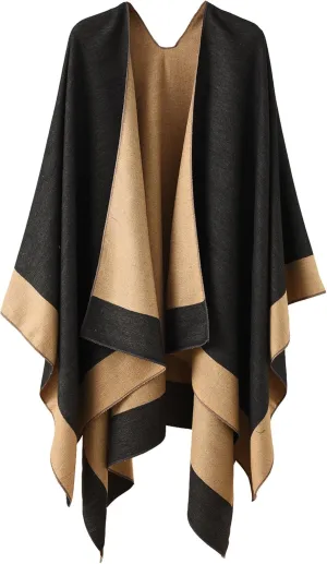 YnimioAOX Women's Shawl Wrap Poncho Sweater Open Front Cape for Fall Winter