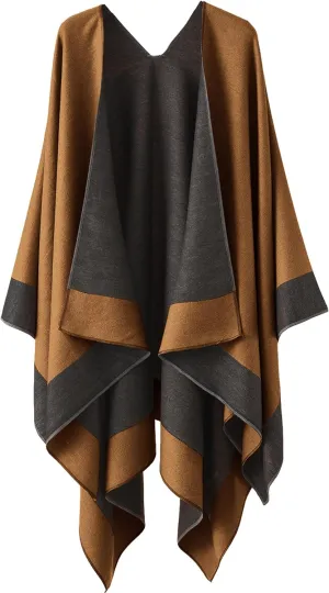 YnimioAOX Women's Shawl Wrap Poncho Sweater Open Front Cape for Fall Winter