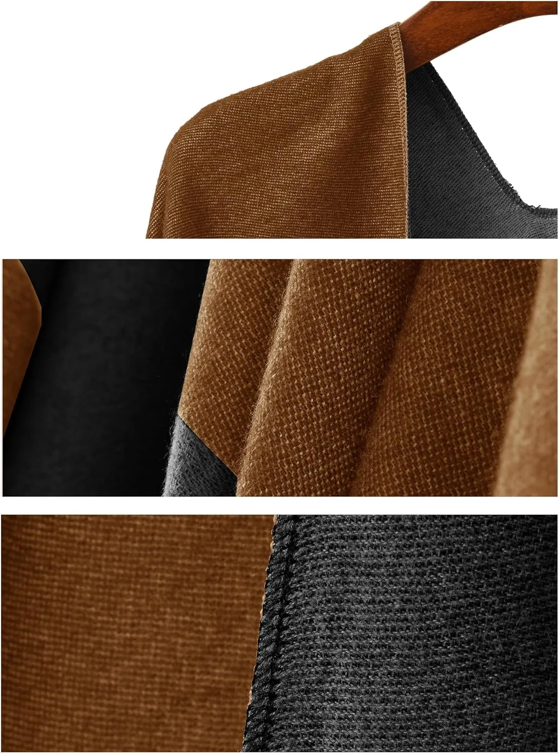 YnimioAOX Women's Shawl Wrap Poncho Sweater Open Front Cape for Fall Winter