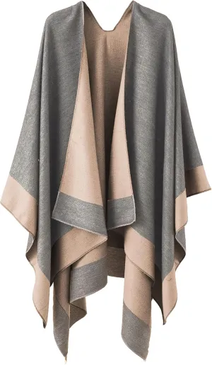 YnimioAOX Women's Shawl Wrap Poncho Sweater Open Front Cape for Fall Winter