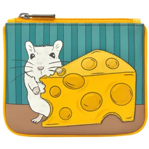 Yoshi Mouse And Cheese Yellow Leather Zip Top Purse