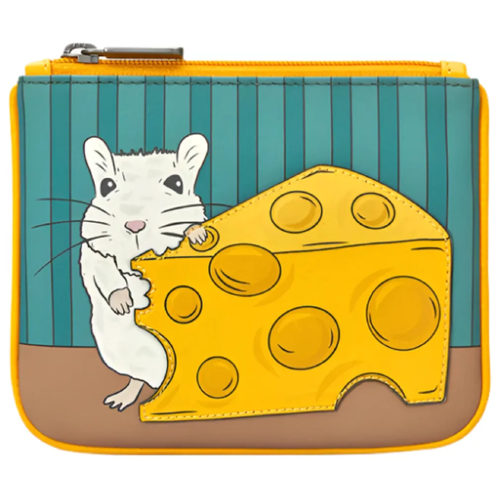 Yoshi Mouse And Cheese Yellow Leather Zip Top Purse