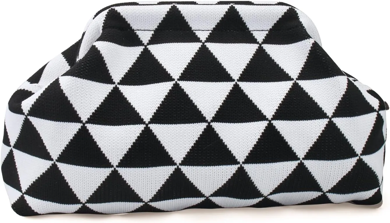YYW Clutch Purses for Women,Woven Crochet Purse Colorblock Shoulder Bag Casual Knitted Handbag