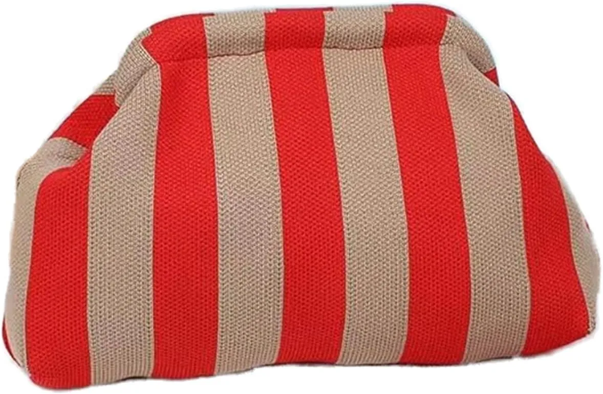 YYW Clutch Purses for Women,Woven Crochet Purse Colorblock Shoulder Bag Casual Knitted Handbag