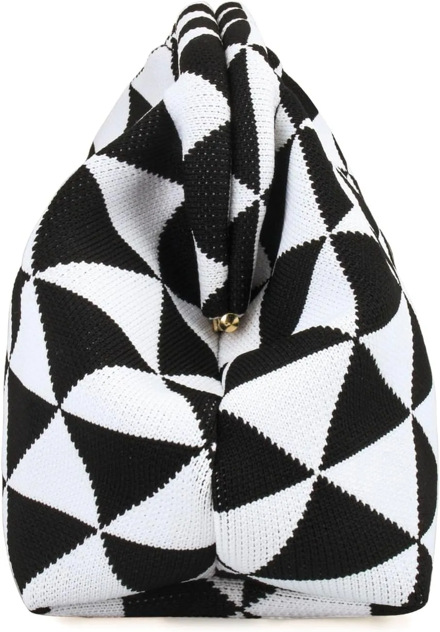 YYW Clutch Purses for Women,Woven Crochet Purse Colorblock Shoulder Bag Casual Knitted Handbag