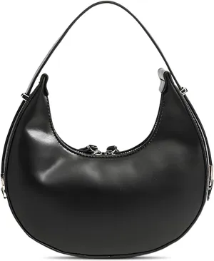 YYW Womens Clutch Purse Shoulder Handbags Crescent Bag Leather Zipper Adjustable Shoulder Strap Hand Bags (Black)