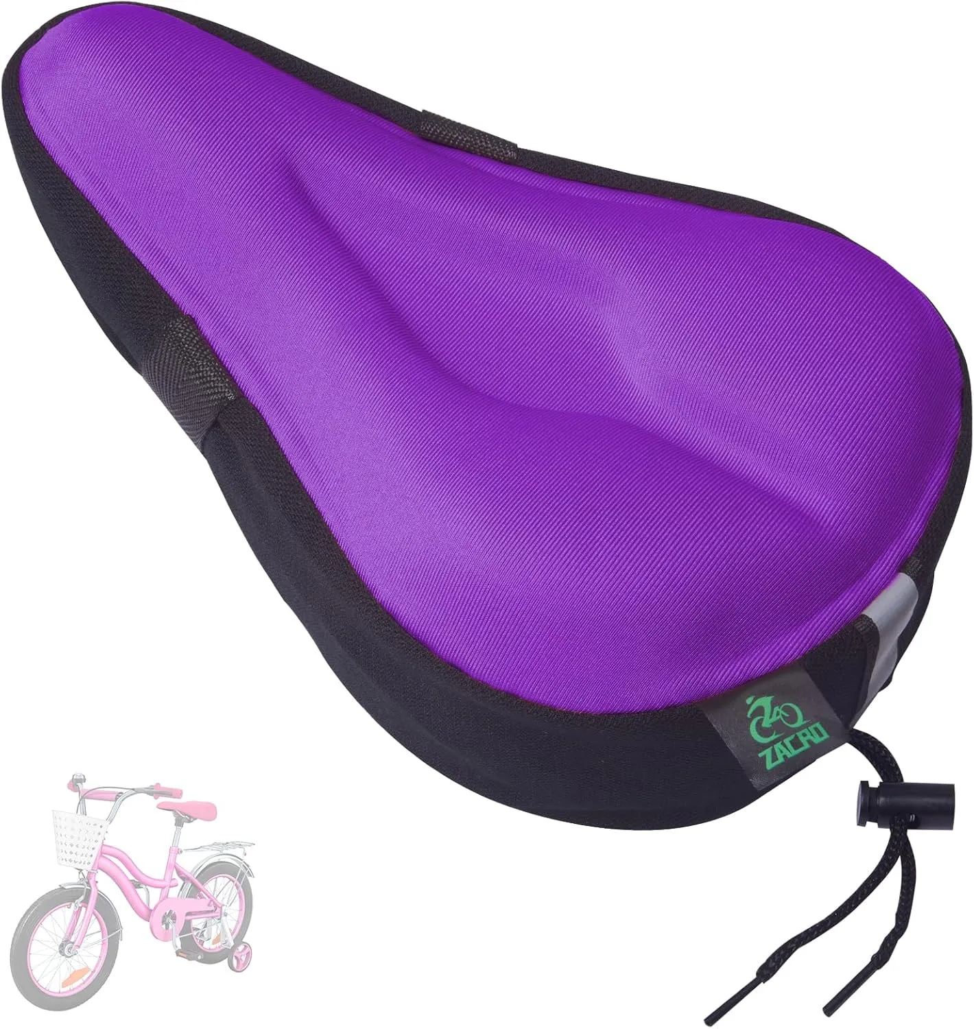 Zacro Gel Kids Bike Seat Cushion Cover for Boys & Girls, Anti-Slip Bike Seat Cover for Toddler, Breathable & Extra Soft Memory Foam Child Bicycle Saddle Padded with Reflective Strip, 9"x6"