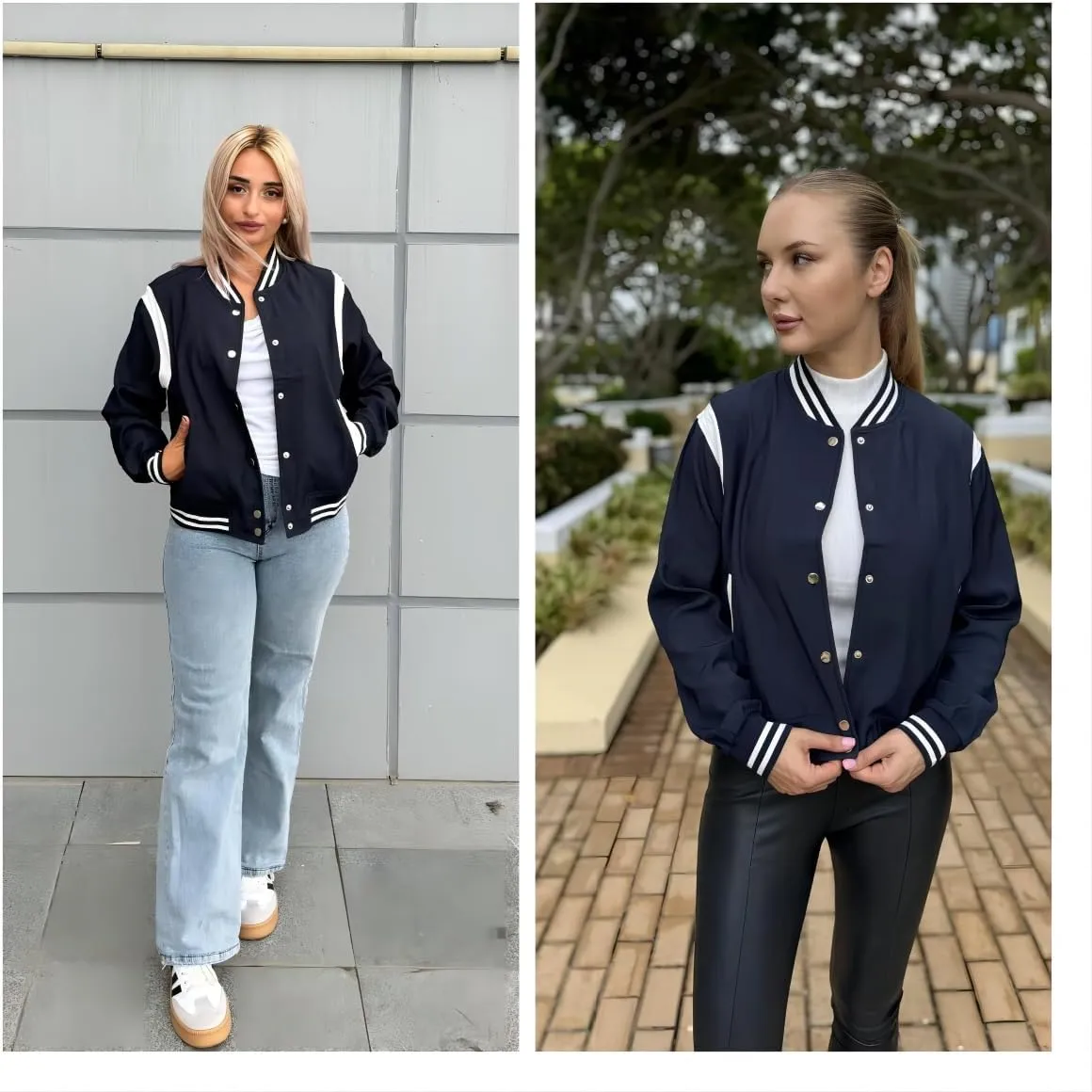 Zeagoo Bomber Jacket Women Varsity Casual Button Down Lightweight Spring Short Outwear with Pockets