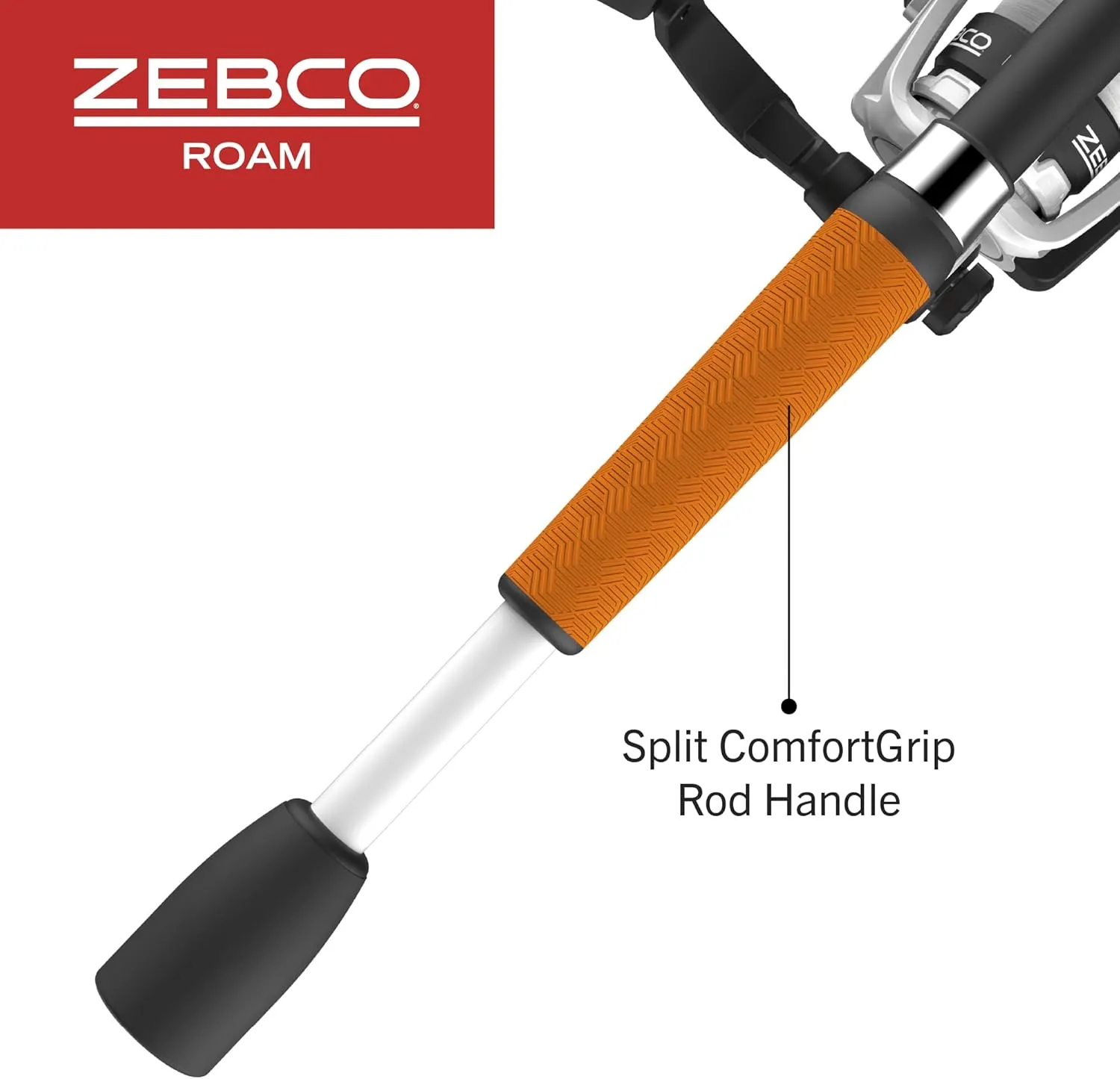 Zebco Roam Spinning Reel and Fishing Rod Combo, Split ComfortGrip Rod Handle, Soft-Touch Handle Knob