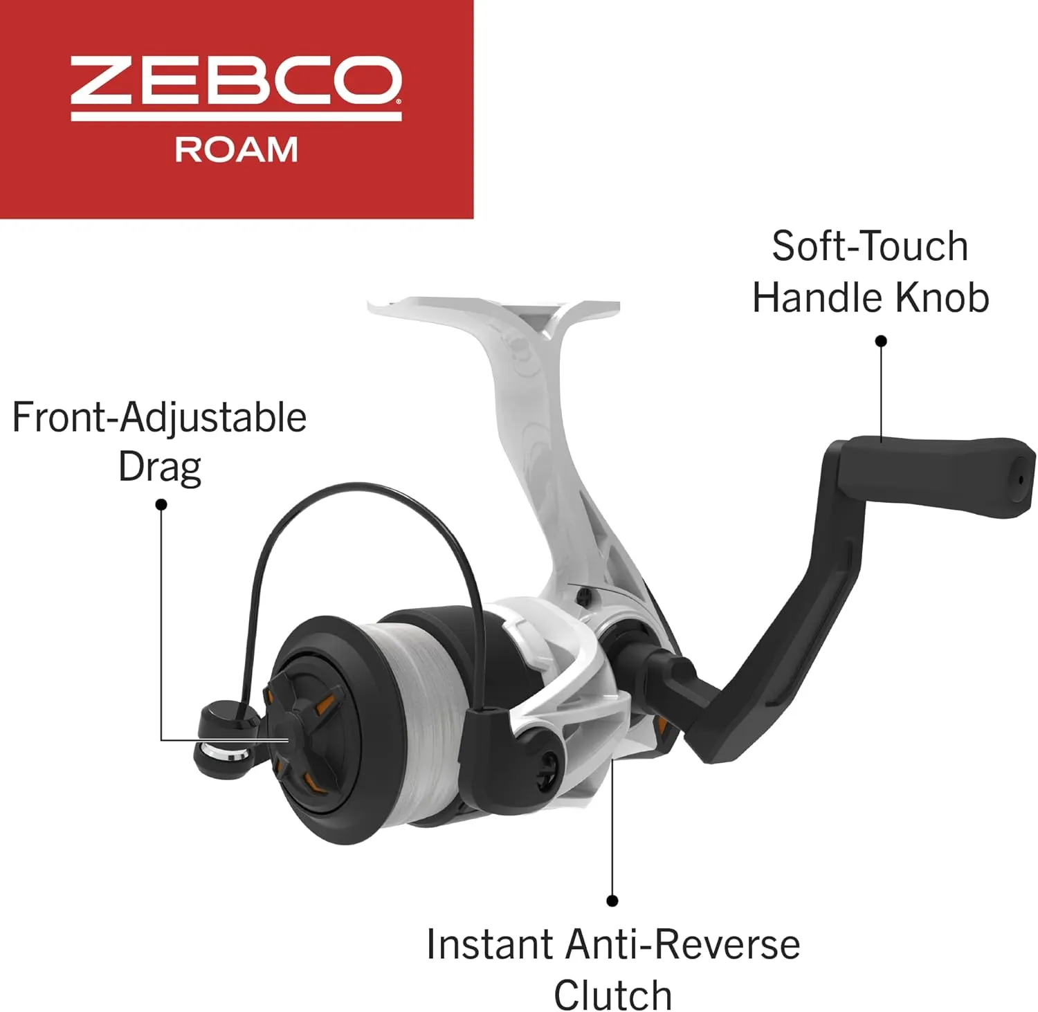Zebco Roam Spinning Reel and Fishing Rod Combo, Split ComfortGrip Rod Handle, Soft-Touch Handle Knob