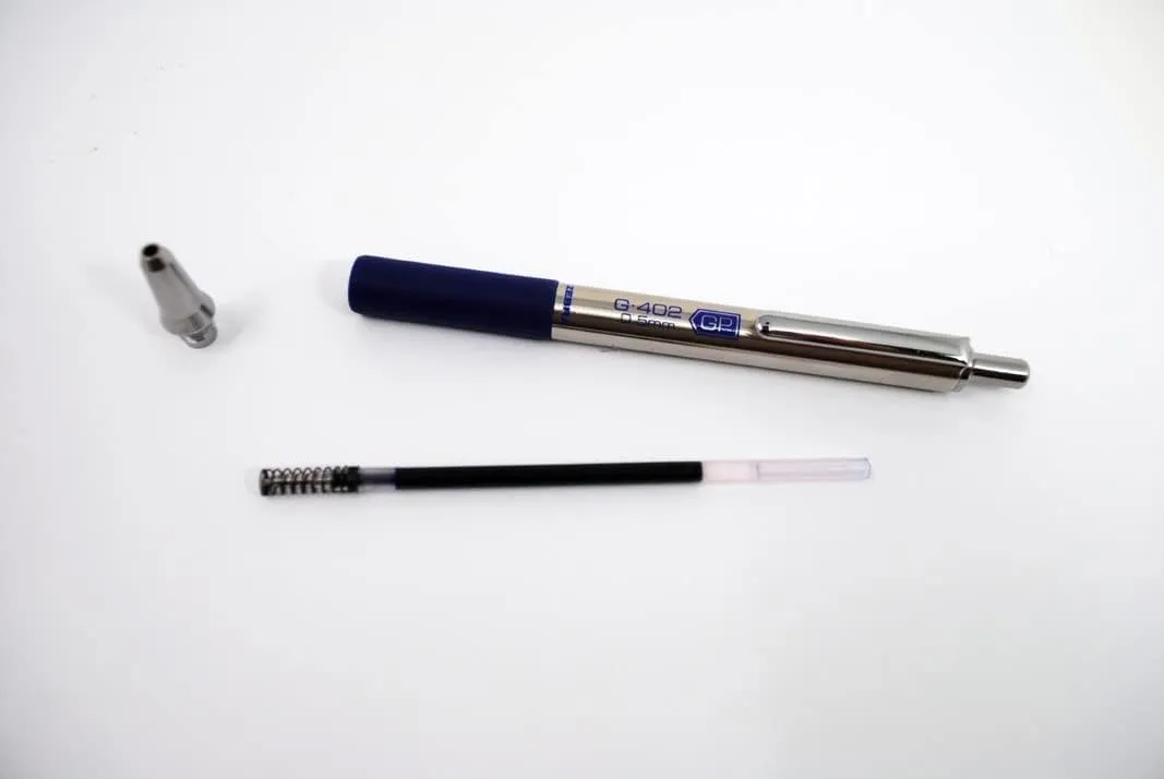 Zebra Pen G-402 Stainless Steel Retractable Gel Pen, Premium Metal Barrel, Fine Point, 0.5mm, Black and Blue Ink, 4-Pack Plus Refills, (50072)
