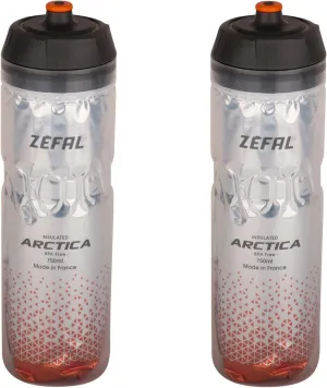 ZEFAL Arctica 75 Pack of Two 750 ml Bicycle Bottles, Isothermal, Odourless and Waterproof, Sports Bottle BPA Free – Silver/Orange