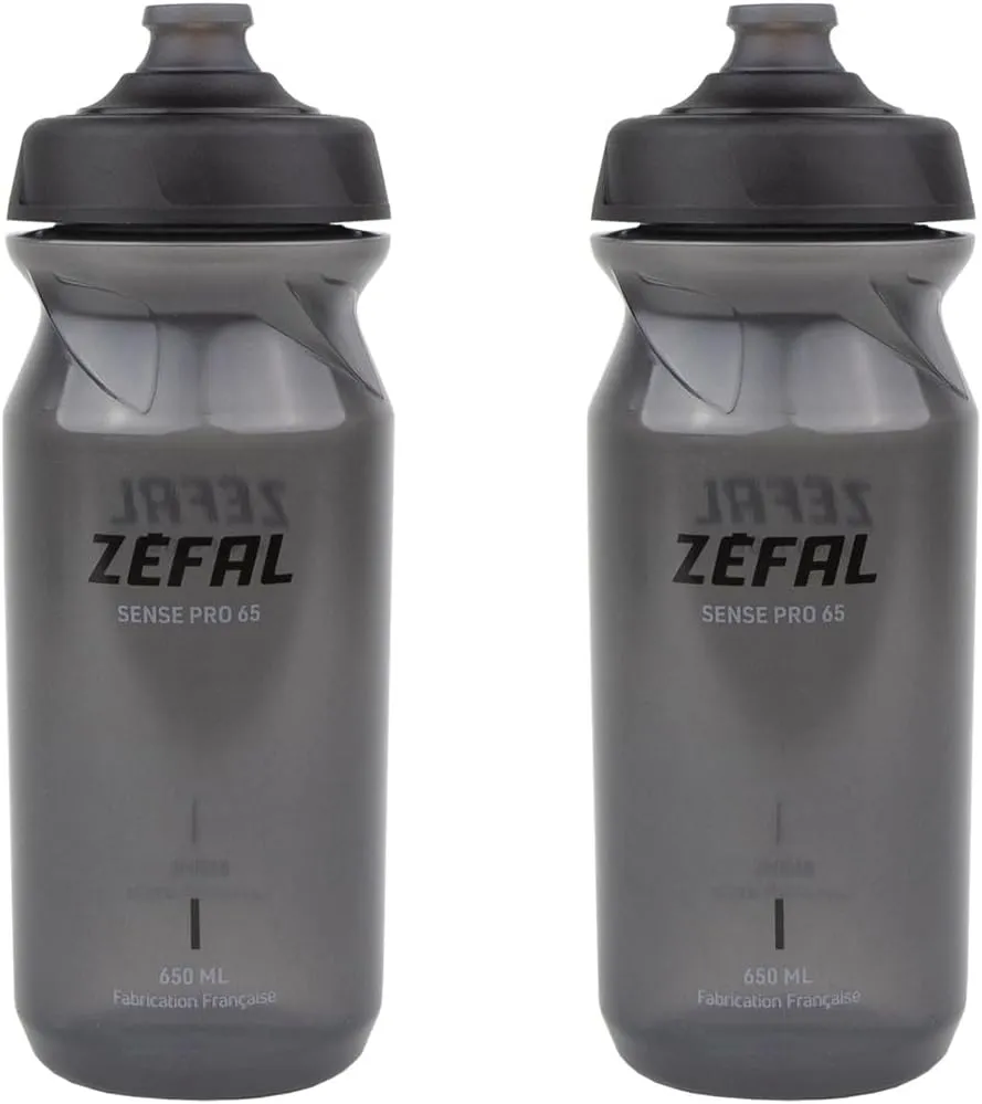 ZEFAL Sense Pro 65 Bicycle Bottle 650 ml x 2 - Set of 2 Bicycle Drinking Bottles - Water Bottle Bicycle Black 650 ml - BPA Free - 2 Premium Bicycle Drinking Bottles - Odour-Free Material