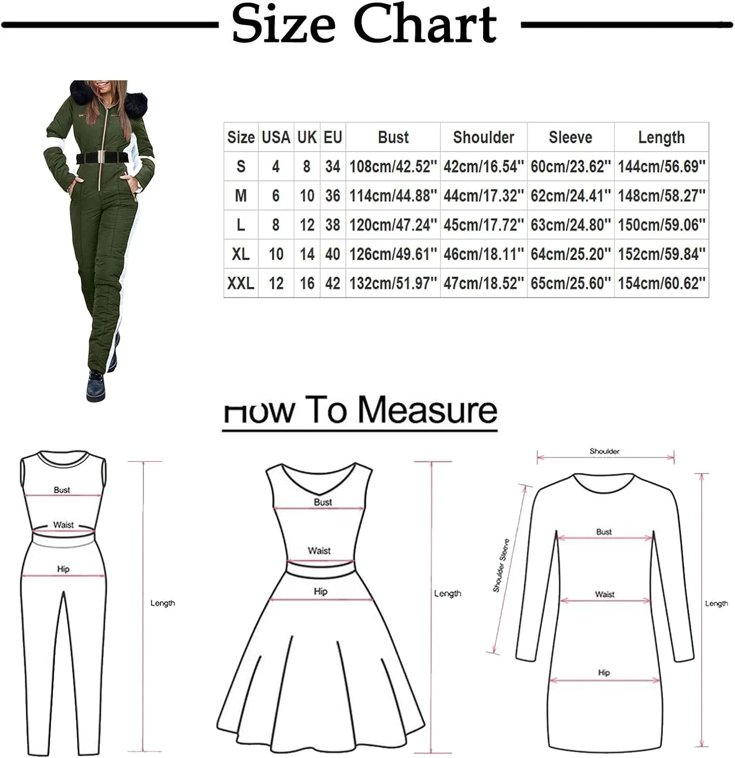 ZHUER Womens Winter Onesies Ski Suit Jumpsuit Fashion Hooded Outdoor Sports Waterproof Snowsuit with Removable Fur Collar