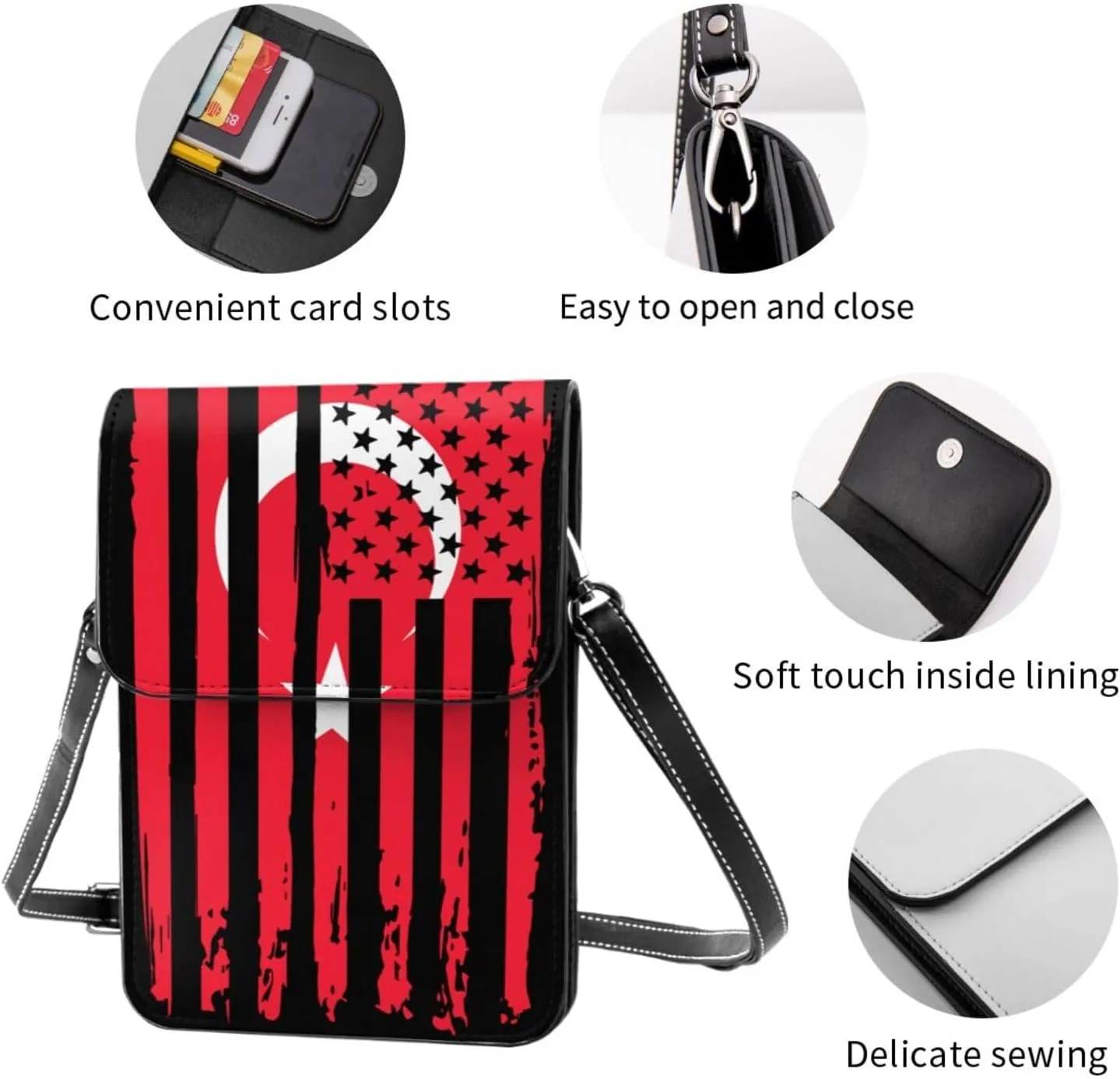 Zimbabwe Zimbabwean America Flag Striped Patterns Small Crossbody Purse Cell Phone Bag for Women