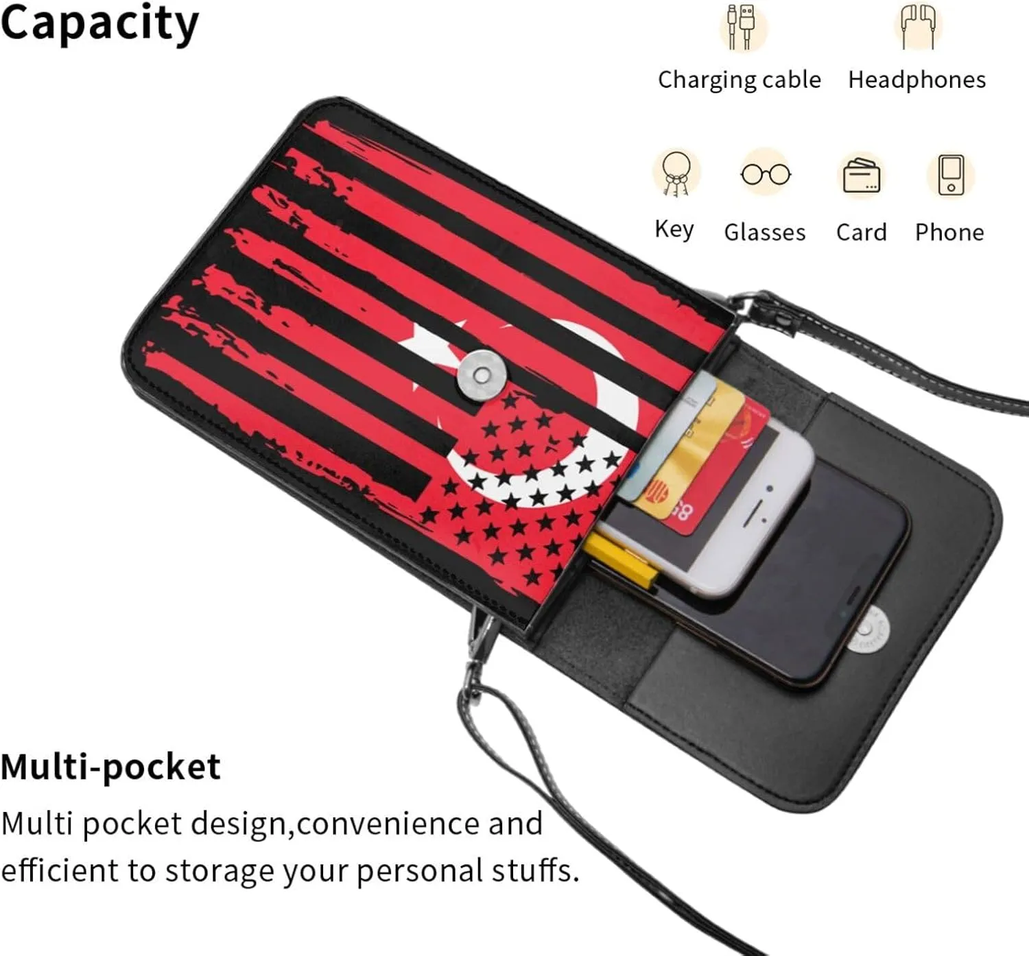 Zimbabwe Zimbabwean America Flag Striped Patterns Small Crossbody Purse Cell Phone Bag for Women