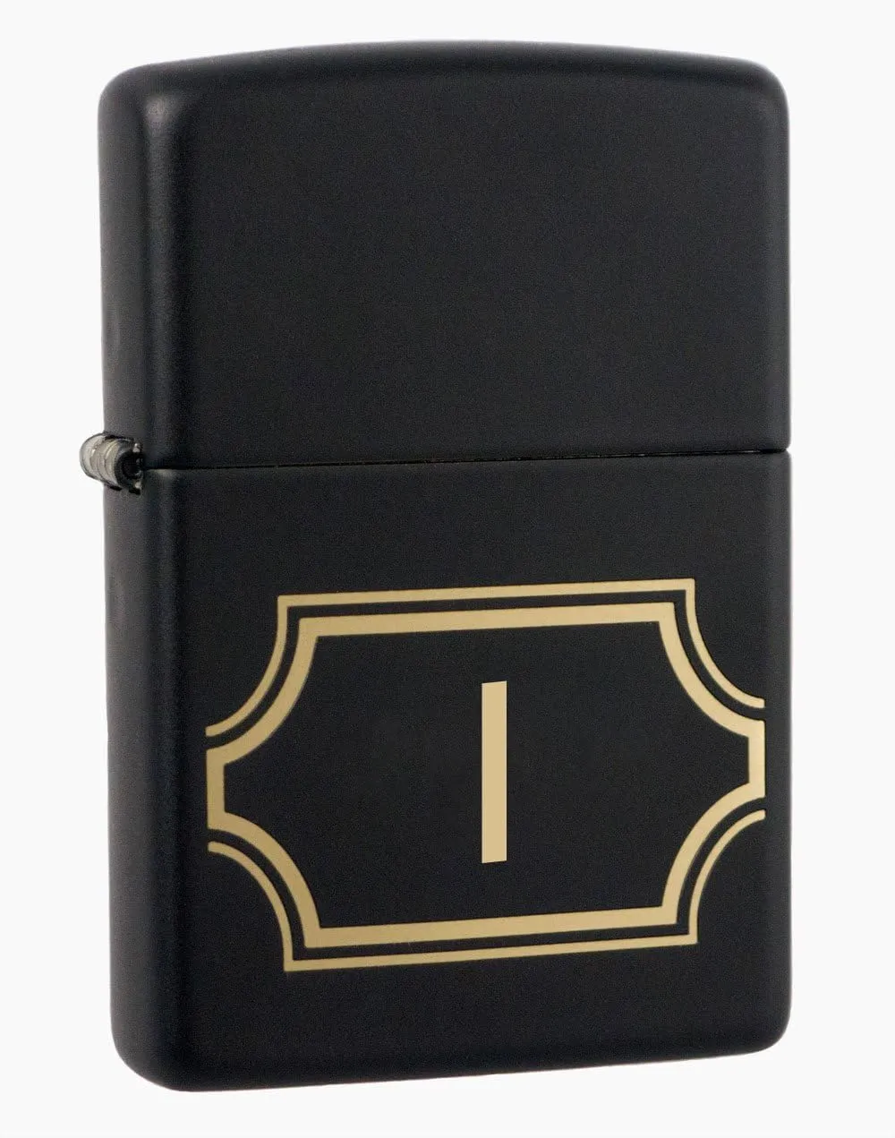 Zippo Black Matte with Nameplate Windproof Lighter with Initial I