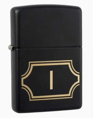 Zippo Black Matte with Nameplate Windproof Lighter with Initial I