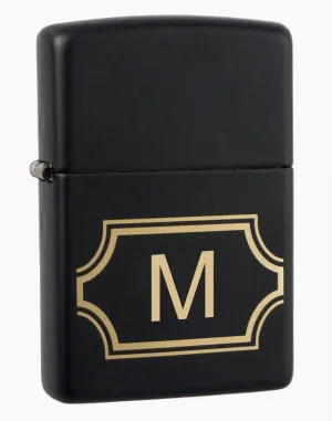 Zippo Black Matte with Nameplate Windproof Lighter with Initial M