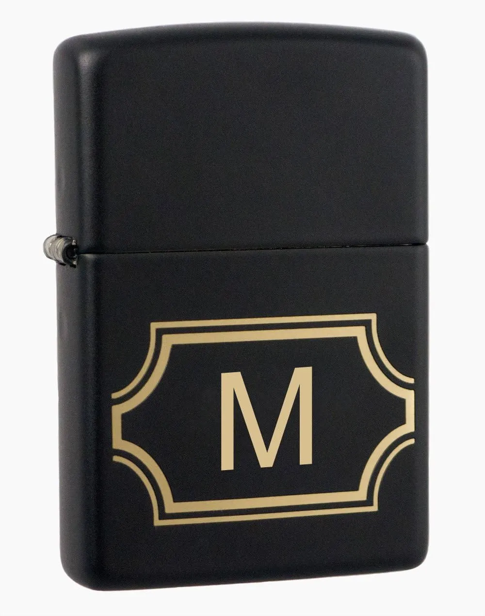 Zippo Black Matte with Nameplate Windproof Lighter with Initial M