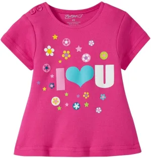 Zutano Baby Girls' I Heart U Screen Swing Tee